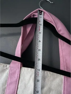 Trader Joe's Canvas Tote Bag Pink and Cream thumbnail 4