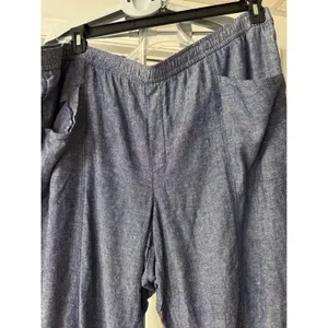 Old Navy Womens‎ XXL Blue Linen Blend Elastic Waist Tapered Leg Chambray Pants thumbnail 2