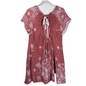 Free People Sundress Size S Cotton Embroidered Back Cut Out Boho Summer Sunny thumbnail 7
