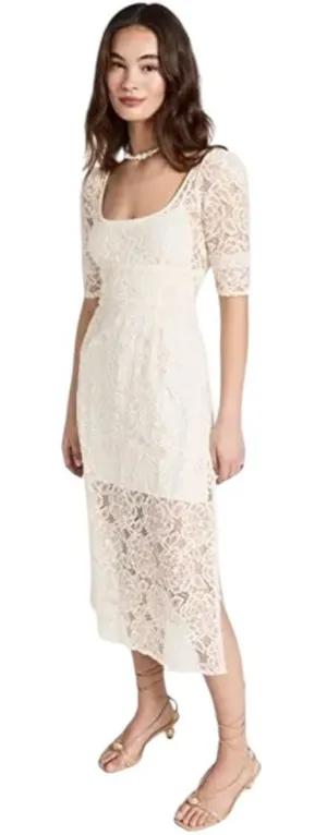For Love and Lemons Marilyn Midi Dress in Ivory Size Medium NWT thumbnail 1