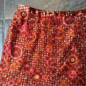 Etcetera Orange Silk Pattern A-Line Skirt Women’s Size 12 thumbnail 2