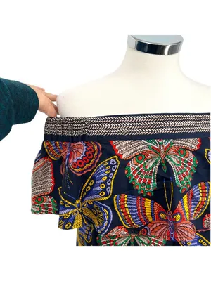 Trina Turk Resort Welton Butterfly Off-Shoulder Dress Multicolor Size Medium thumbnail 2