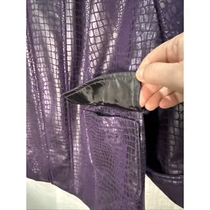 Susan Graver Style purple Croc Embossed Faux Leather Zip Front Jacket Womens 1X thumbnail 3