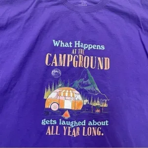 What Happens at the Campground T-shirt Size 3XL purple graphic tee thumbnail 2