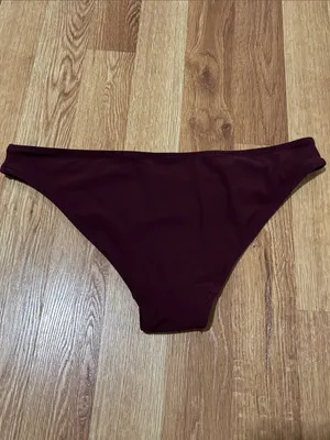 H&M NWOT Women's Classic Bikini Bottom in Deep Burgundy thumbnail 4