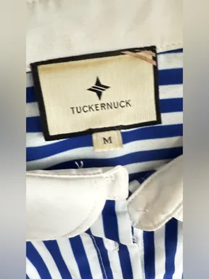 Tuckernuck Blue and White Striped Button-Front Shirt Dress Size Medium thumbnail 9