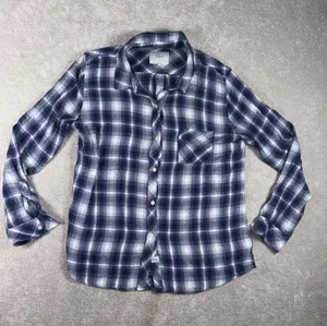 Rails Hunter‎ Shirt Womens Large Blue Patriot Sky Plaid Button Long Sleeve Top thumbnail 1