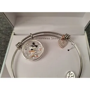 NIB Disney Parks 100th Celebration Minnie Mouse Rose Gold Charm Bracelet thumbnail 3