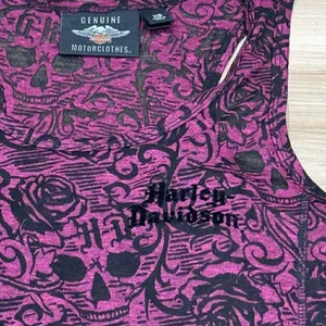 Harley Davidson Semi Sheer Skull Maroon Black Moto Flowy Tank Top Women’s XS thumbnail 3
