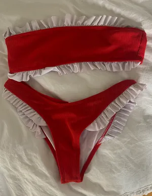 SheIn Red Ruffle Bikini Set thumbnail 1