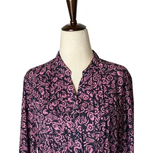 Nanette Lepore Floral Midi Dress Women 8 Navy Blue Pink Long‎ Sleeve Belted Boho thumbnail 4
