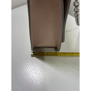 Pale Pink Vegan Faux Leather Chain Strap‎ Crossbody Bag Structured Flap Handbag thumbnail 4