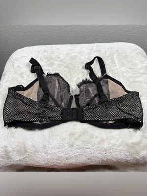 Victoria's Secret Black Lace unlined Underwire Bra SZ:38DD thumbnail 2