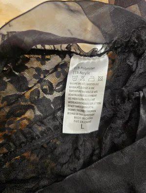 Lace Sheer Corset Top Ribbon Straps Black L thumbnail 5