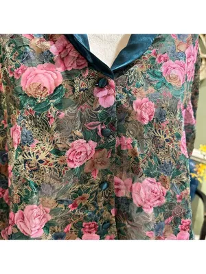 Victoria's Secret Gold Label Green Sheer Rose Top Size Small thumbnail 4