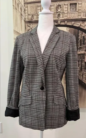 Very Nice Gently Used Plaid Blazer Gray thumbnail 2
