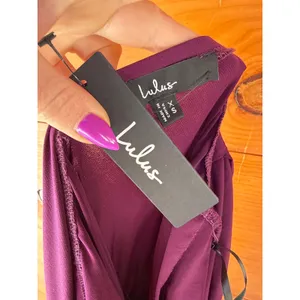 NWT Lulus Maru Plum Purple Long Sleeve One-Shoulder Sash Maxi Dress Gala Size XS thumbnail 9