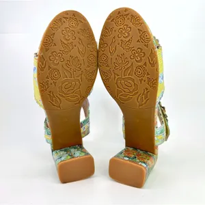 L'Artiste Spring Step Voguesh Floral Leather Block Heel Sandals 39 US 8.5 Boho thumbnail 11