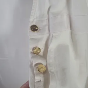 Stoney Clover Lane Target White Linen Blend Overalls with Gold Heart Hardware M thumbnail 6