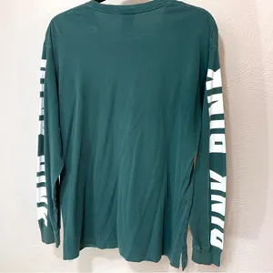 Victoria's Secret PINK Green Long Sleeve Tee Relaxed Fit Crew Neck thumbnail 3