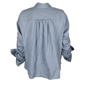 Free People Light Blue Ruched Sleeve Button Down Blouse thumbnail 2
