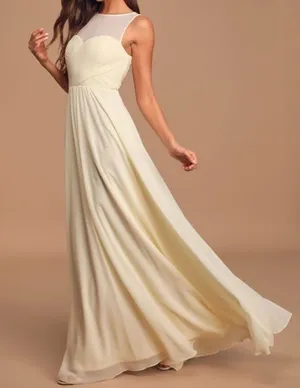 𝅺NWT LULU’S Some Type of Sway Cream Maxi Dress M thumbnail 1