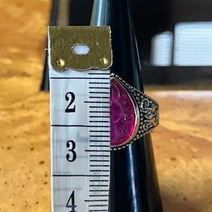 Natural Ruby Sterling Silver Artistic Ring Size 7 Red thumbnail 6