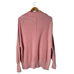 Aerie Beyond Quarter Zip Sweater‎ Women XS Pink Cotton Shaker Knit Pullover thumbnail 3