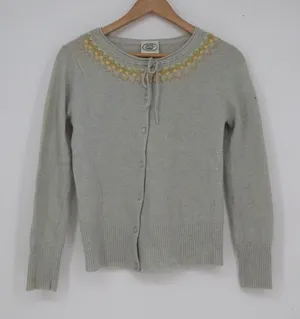 Laura Ashley Vintage Blue Lambswool Embroidered Cardigan Sweater Size M thumbnail 1