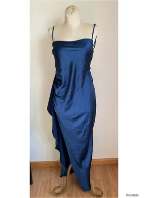 Saints & Secrets Navy Satin Maxi Dress Small thumbnail 4