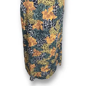 Requirements Vintage 90s Sleeveless Mixed Animal Print Maxi‎ Dress Green Yellow Brown Large thumbnail 6
