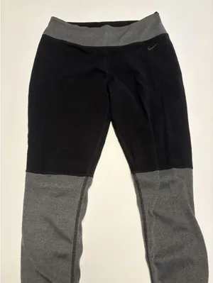 Nike Dri-Fit Womens Medium Black Gray Colorblock Leggings Running Athletic thumbnail 1