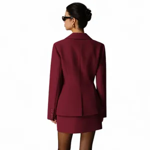 COMMENSE Split Button Slim Fitted Blazer COLOR - Burgundy Size XS NWT thumbnail 2