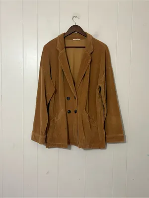Madewell Knit Corduroy Redford Blazer Camel XXL Double Breasted Oversized thumbnail 2