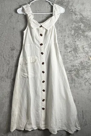Anthropologie Off The Shoulder Button Midi Dress Size 12 Prairie Cottage‎ New thumbnail 1