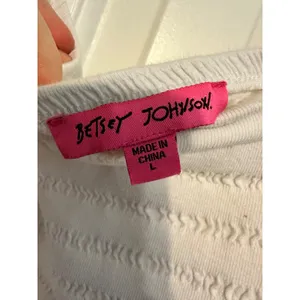 Betsey Johnson Womens White Textured Dress With Lace Puff Sleeves Size‎ L thumbnail 6