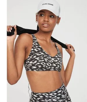 Offline By Aerie Goals Plunge Sports Bra Gray Size Large thumbnail 1