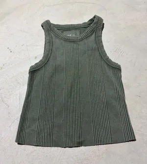 Aerie Ribbed Knit Tank Top Olive Green medium thumbnail 1