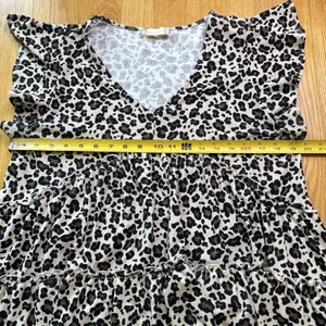 Altard State Leopard Print Babydoll V-neck Top L Boho Ruffles Coquette Flowy thumbnail 8