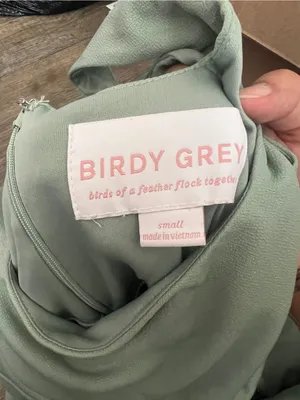 Birdy Grey Alex Crepe Sage Green Square Neck Bridesmaid Maxi Dress Gown Small thumbnail 13