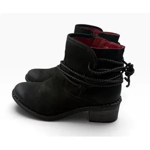*Ferrini Footwear Ankle Booties Size 7.5 Black Leather Western Cowgirl Festival thumbnail 6