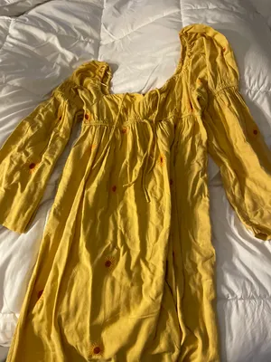 Free People Yellow Embroidered dress thumbnail 2