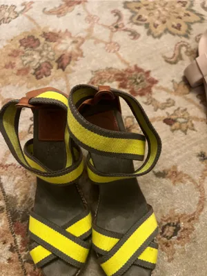 Tory Burch Yellow and Brown Espadrille Wedge Sandals thumbnail 2