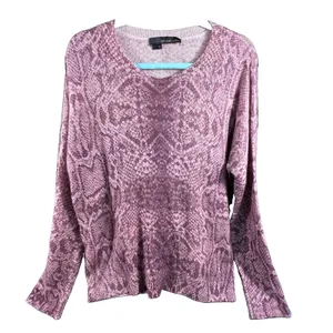 360 Cashmere Khloe Snake Print 100% Cashmere Sweater Women Large Boutique Mauve thumbnail 2