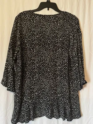 Zara Ruffle V-Neck Tie Front Speckled Blouse Boho Flowy Top Size S thumbnail 2