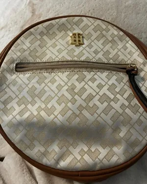 Tommy Hilfiger Cream and Tan Round Crossbody with Gold Logo thumbnail 1