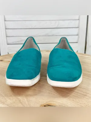 Franco Sarto Bonza Suede Slip On Loafers Flats Dark Teal Green Size 8 Casual thumbnail 2