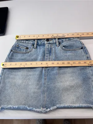 Kittenish Light Blue Distressed Cutoff Denim Mini Skirt Size S‎ thumbnail 10