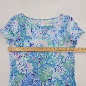 Lilly Pulitzer Blue Green Floral Print Pima Cotto Mini Dress thumbnail 6