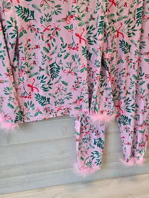 {M} Np Brand Festive Christmas Holiday Pajamas Pink Green thumbnail 9